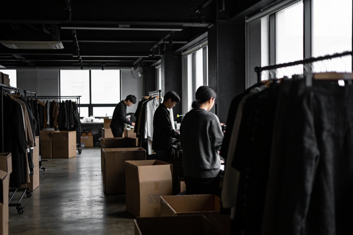 KPickMarket team packing and sorting Korean brand inventory in their Seoul studio